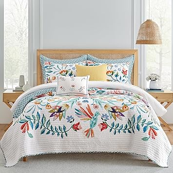 Levtex Home - Danika Quilt Set - King Quilt and Two King Shams - Floral - Multicolored - Quilt (106x92in.) and Shams (20x36in.) - Reversible - Cotton
