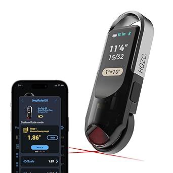 HOZO NeoRulerGO Digital Tape Measure with Laser, Smart Rechargeable Measuring Tool for Flat, Curved, Odd Shapes | Bluetooth App | Pocket Size | Cool Gadgets Fathers Day Gift for Dad, Men, Husband