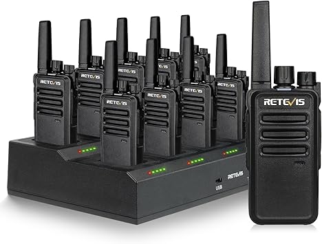 Retevis RT68 2 Way Radio, Long Range Walkie Talkies for Adults (10 Pack) with 10 Multi Way Charger, Easier Securer Charging, 1200mAh, Compact Handheld Two Way Radios Rechargeable for Industry