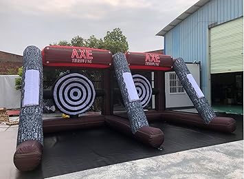 Inflatable Axe Throwing Game + Inflatable Ball Toss Target Dart Board for Backyard/Birthday/School/Team/Party Events, Double Darts for 2 Players with 24 Axes+16 Toss Ball+ 8 Soccer Balls