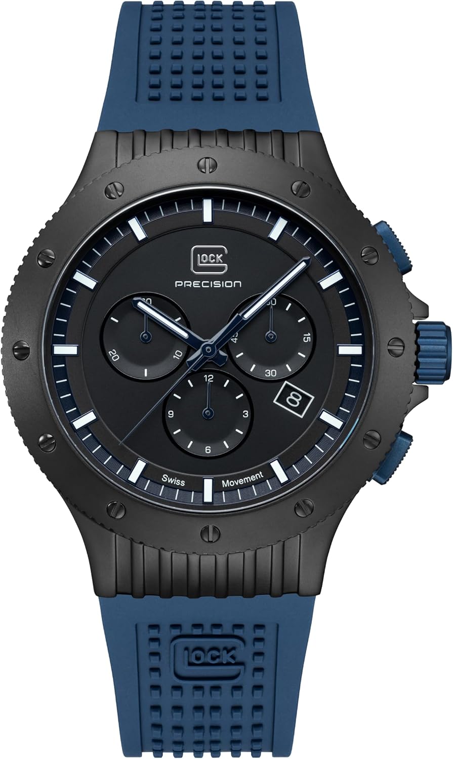 GLOCK Men's Quartz Watch | 44mm case | Wristwatch with Steel case and Date Display | Men's Watch with Swiss Super-LumiNova Pointers and Indices | GW-27