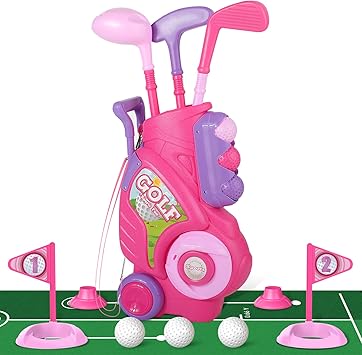 Liberry Toddler Golf Set for 2 3 4 Years Old Girls Boys, Upgraded Kids Golf Clubs Set with Golf Cart, Putting Mat, Outdoor Indoor Sports Toy Birthday Gift, Pink