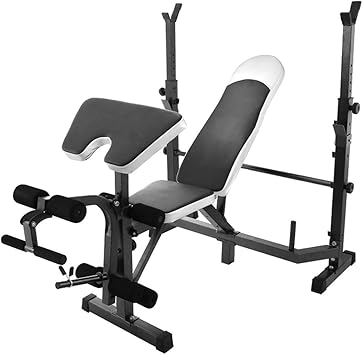 Adjustable Bench Press for Full Body Workout Home Gym Exercise Fitness Machine Bench Strength Weights Equipment Without Barbell