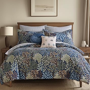 Levtex Home English Forest Navy Reversible King/Cal King Comforter Set (106x94in) with 2 Pillowcases (36x20in) - Floral Bedding - Navy, Green - Rayon King Size Comforter Set - Soft, Pre-Washed