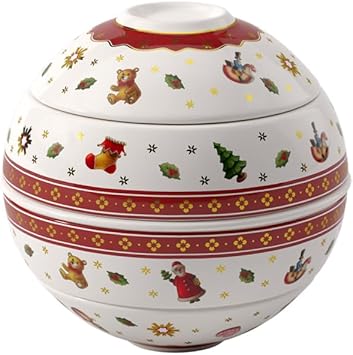 Villeroy & Boch Toy's Delight and Iconic Collection La Petite Boule, Porcelain Appetizer Set, Christmas Tableware, Bowl Set, 5 Pieces, 5.5 in, Dishwasher-Safe, Multicolored