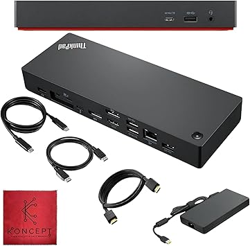 40B00135US Lenovo Docking Station Thunderbolt 4 Dock - Thinkpad Docking Station USB C with 135W, HDMI, DisplayPort & USB-C to C Cables (Renewed)