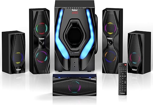 Bobtot Surround Sound Systems Home Theater System - 1200 Watts Peak Power 10" Subwoofer 5.1/2.1 Wired Audio Stereo Speakers Strong Bass with ARC Optical AUX Bluetooth Input