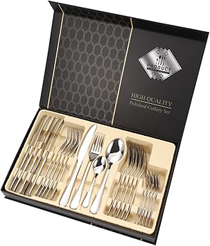 Silverware Set, Forks Spoons Silverware Set for 12 Cutlery Sets Flatware Christmas Wedding Halloween Mirror Polished Stainless Steel Classical Steak Tableware XT008 Kitchenware