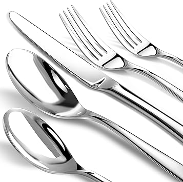 Silverware Set for 8, Heavy Duty Stainless Steel Cutlery Set Flatware Set,40 Piece Premium Silverware, Mirror Polished Modern Cutlery include Fork Knife Spoon Set,Dishwasher Safe