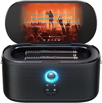 Ikarao Karaoke Machine for Adults, with Lyrics Display, 10.1" Screen, 280W, 2+2 Channel, 2 Wireless Microphone, Autotune EQ, Self-Charging, Portable Home Karaoke System with KaraFun Prime, HDMI for TV