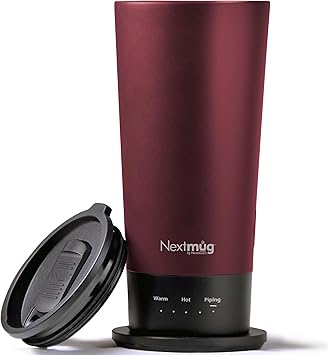 Nextmug Go - Temperature-Controlled, Self-Heating Travel Mug (Burgundy - 16 oz.)