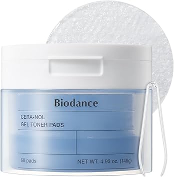 Biodance Cera-nol Gel Toner Pads, Deep Hydrating & Soothing Toner Pads for Sensitive Skin, Redness Reducing, Mositurizing, Pre-Soaked Pads, Korean Skin Careㅣ4.93 fl.oz.(140g)*60Pads