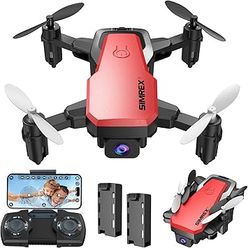 SIMREX Mini Drone with 720P Camera for Kids & Beginners - Foldable RC Quadcopter, Optical Flow Positioning, Altitude Hold, 3D Flip, 2 Batteries 20Min Flight, Safe & Easy Indoor Outdoor Flying Toy Gift