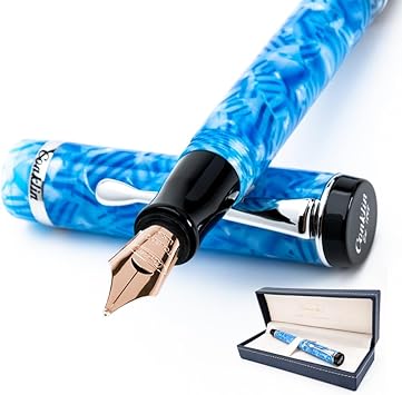 Conklin Duragraph Fountain Pen Ice Blue - 14K Omniflex Solid Gold Nib - Cool Blue Elegance & Superior Writing Performance - Ideal for Professionals