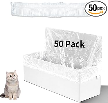 Trash Bags Compatible with Popur X5 Litter Box - with Elastic Band, Thickened Design for Popur X5 Self-Cleaning Cat Litter Box/Home Trash Bags (50 Pcs)