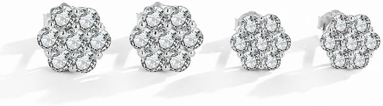 14K Solid Gold 0.05-1 Carat Round Cut Diamond Flower Cluster Earrings, VVS1 Clarity Flower Cluster Earrings Studs: Elegant Jewelry for Her
