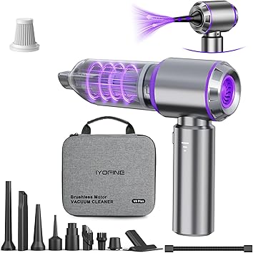 Vacuum/Air Duster 80,000RPM Super Power Mini Car Vacuum Cleaner 4-in-1 air Blower Gun Air Duster & Air Blower & Pump Hand Electric air Duster Handheld dust Blower Blower Cordless (Purple)