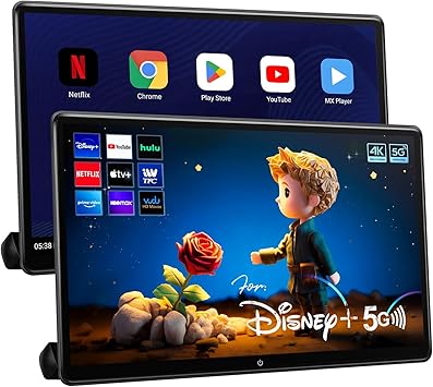 15.6" Android Headrest Monitor Tablet Touchscreen Portable Car TV,Support Playback 4K Video Mirroring Sync Screen Phone Wireless Control Bluetooth HDMI/WiFi/SD/USB Video Player (15.6" 2G+32G (2*PCS))