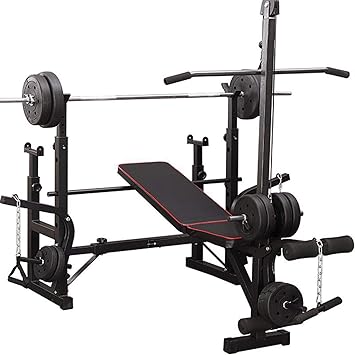 Olympic Bench Set Bench Press for Full Body Workout Home Gym Exercise Fitness Machine Bench Strength Weights Equipment Without Barbell