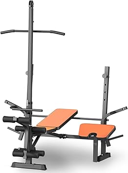 Bench Press Bar Set Adjustable Olympic Weight Bench for Full Body Workout Home Gym Exercise Fitness Machine Bench Strength Weights Equipment Without Barbell