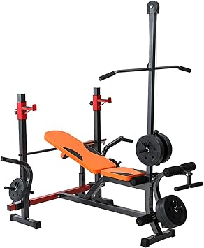 Bench Press Set Adjustable Olympic Weight Bench for Full Body Workout Home Gym Exercise Fitness Machine Bench Strength Weights Equipment Without Barbell