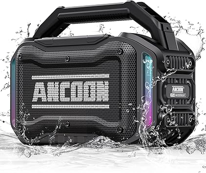 ANCOON Speakers Bluetooth Wireless: 80W(Peak) Loud Speaker with Bass, 20H Playtime, IPX6 Waterproof, Large Jobsite Speakers for Work, Outdoor, Workshop, Garage, Portable Speaker with TWS (Black)