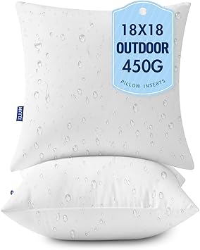 MIULEE 18x18 Outdoor Pillows,Set of 2 Throw Pillows Waterproof,Soft Support Throw Inserts Decorative Water Resistant for Patio Furniture and Garden