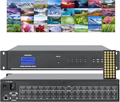 ICUIXIAN 16x32 HDMI Matrix 4K@30Hz with Web GUI+IR+Rs232+LAN Port Control, Rack Mount HDMI Matrix 16x32 w/EDID, HDCP LED Screen displays (16 Input 32 Output switcher Splitter XTA-DK)