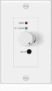 TNP Bluetooth Audio Receiver Wall Plate Mount with Subwoofer Output – 120W BT 5.0 aptX Stereo Amplifier with 3.5 mm AUX Input, Volume Control – Wireless Bluetooth Amplifier for Music & Speaker System