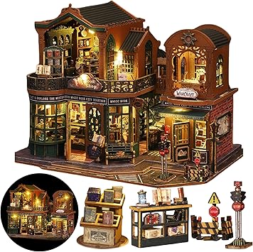 DIY Miniature House Kit, DIY Dollhouse Kit for Adults to Build, Mini Magic House Miniature kit, Model Building Book Nook Diorama Kit, Ideal Gifts for Birthday Christmas(Magic Book Shop)