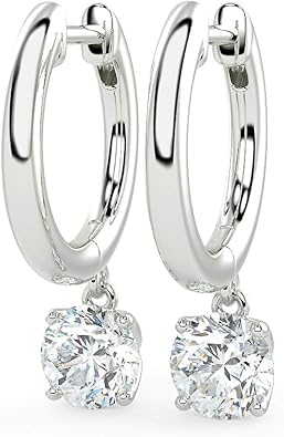 1/2 to 4 Carat Lab Grown Diamond Huggie Hoop Earrings for Women I 14k Gold Earrings (G-H, VS1-VS2, 0.50 to 4.00 cttw) Dangling Drop I Brilliant Cut Diamond Hoops by Carbon Atelier