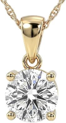 Lab Grown Diamond Necklace For Women | 1/4 - 2 Carat | Premium GH Color VS - SI Clarity Diamonds | Certified by Gemologists | 14K Solid White & Yellow Gold Pendant | 16 -18 Inch Adjustable Gold Chain