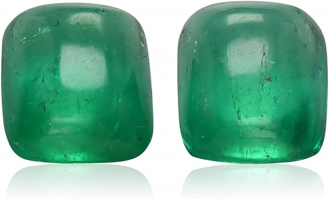 Leibish & co 9.56 Carat Green Emerald Loose Gemstone Cushion Cut Pair GRS Certified Real Loose Stone For Engagement Ring, Pendant, Necklace, Earring Gift For Her Jewelry Making
