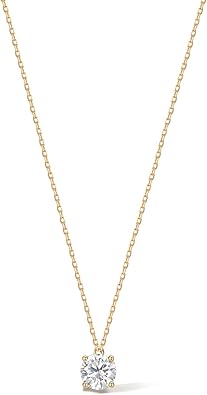 AGVANA Essence of Light 0.5 Ct Brilliant Round Solitaire Lab-Grown Diamond Pendant Necklace in 14K Gold (D-E Color, VS Clarity) Fine Jewelry Promise Anniversary Birthday Gifts for Women, 16-18" Chain