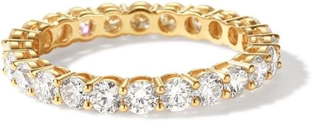 AGVANA The Infinite Bond 1.2 Ct. Tw. Lab-Grown Diamond Eternity Band Ring in 14K Solid Gold Promise Anniversary Wedding Band Ring | Stackable Rings for Women (D-E Color, VS Clarity)