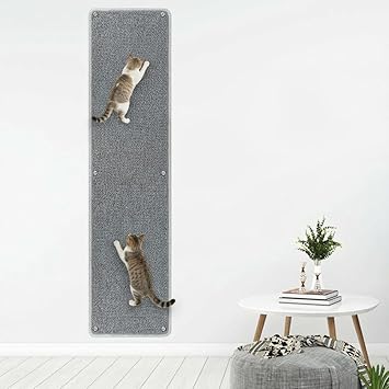 Cat Wall Climbing Carpet, 71"x15.8" Extra Large Non-Shedding Thickened Wall Scratcher Mat, Durable Vertical Scratching Pad with 16 Nails, Wall & Furniture Protector for Large Cats, Grey
