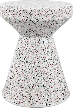 JONATHAN Y Xenia 18" Multi-Color Terrazzo Ceramic Garden Stool, Modern Hourglass Accent Side Table and Plant Stand for Patio, Garden, or Living Room TBL1032A