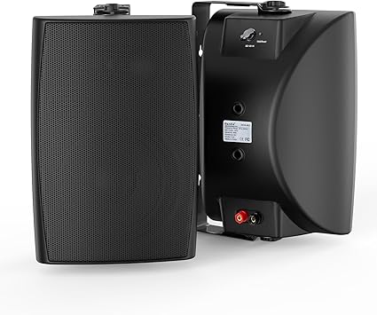 Herdio 5.25 Inches 300 Watts Outdoor Bluetooth Speakers, Bluetooth 5.3,TWS Stereo Paring,Wall Mount Speaker System Waterproof Suitable for Patio Home Poolside Deck Backyard (Pair, Black)