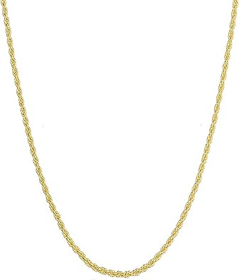 14k Yellow Gold Solid Rope Chain Necklace for Women and Men Jewelry with Lobster Clasp