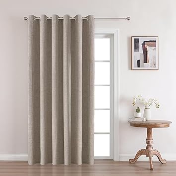 Joydeco Modern Linen Blackout Curtains, 100"W x 120"L, 1 Panel for Bedroom & Living Room, Thermal Insulated, Grommet Top