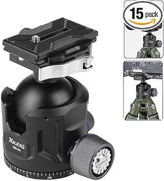 Aluminum Ball Head for Shooting Tripod 360° Panoramic Ball Head for DSLR Camera Compatible with Arca Swiss and Picatinny Maximum Load Capacity of 55lbs for Hunting and Photography (44mm)