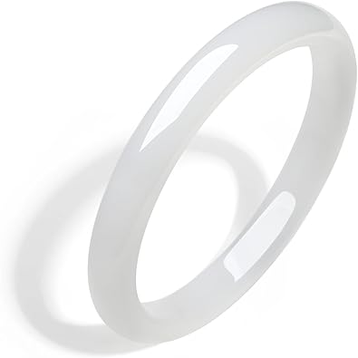 ZHOU LIU FU Natural Jade Bracelet Nephrite White Jade Bangle Round Feng Shui Gemstone Dainty Jewelry Hetian Jade Bangle Bracelet for Women Mom Daughter Size 54(170)-60(230) Y1012555-Y1012558