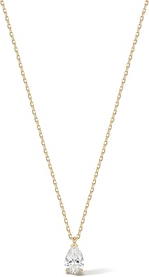 AGVANA Essence of Elegance 0.5 Carat Pear Brilliant Solitaire Lab Grown Diamond Pendant Necklace in 14K Solid Gold (D-E Color, VS Clarity) Promise Anniversary Birthday Gifts for Women, 16-18" Chain