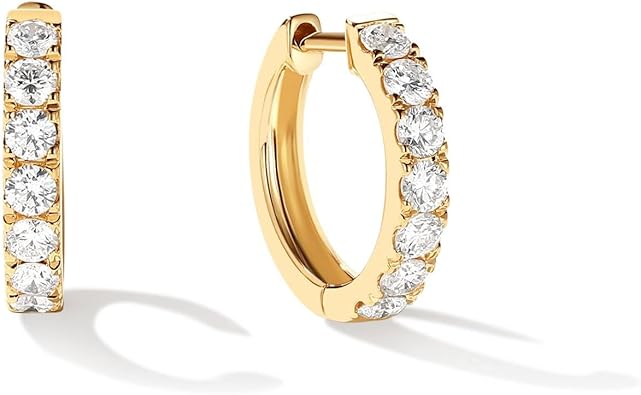 Agvana Circle of Radiance 0.7-0.9 Ct. Tw. Lab-Grown Diamond Hoop Earrings in 14K Solid Gold (D-E Color, VS Clarity) Fine Jewelry Promise Anniversary Birthday Gifts for Women Her