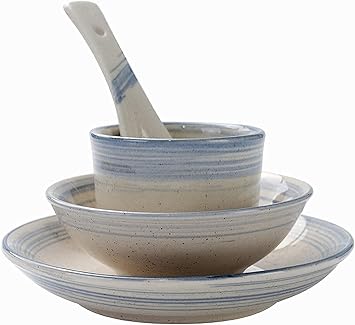 Stylish Dinner Set for Restaurant and Home, Dinnerware Sets Retro Creative Dishes Four-Piece Set Dishes, Cups and Spoons, Hotel Ceramic Tableware Porcelain Dinnerware Kitchenware