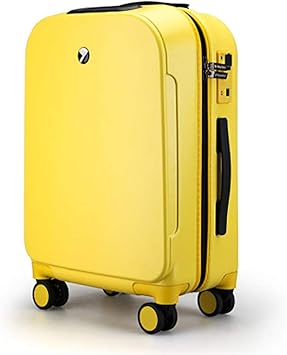 Trolley Suitcase Men and Women Small Lightweight Luggage 24 Inch Luggage Fingerprint Unlock Trolley Case Smart Boarding Case Suitcases (Color : Yellow, Size : 43×26×67CM) (Yellow 43×26×67CM)