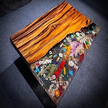 Large Indoor Epoxy Dining Table Wooden Table Coffee Table Living Room Table Floral Art Table for 2, 4, 6, 8 Epoxy Table Top Resin Table Conference Table Counter Top