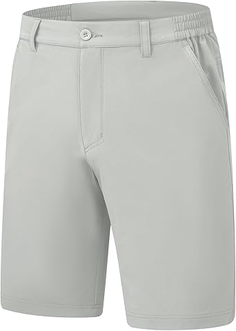 Rdruko Men's Stretch Golf Shorts 9" Quick Dry Lightweight Elastic Waist Waistband Flat Front Dress Shorts with 5 Pockets