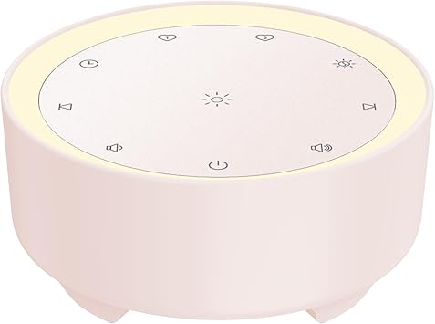 Kipcush White Noise Machine for Sleeping, 20 Soothing Sounds Including White Pink Brown Noise Fan and Nature, Custom Shortcut Buttons, Soft Night Light, 8 Hour Timer, USB Powered (No Adapter/Battery)