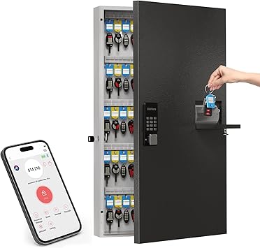 104 Keys Lock Box, Key Management Cabinet Key with Drop Slot, APP Bluetooth, Digital Keypad, & WiFi Unlock, Access Log Tracking, Key Return Box for Hotel, Car Dealerships, Office, School